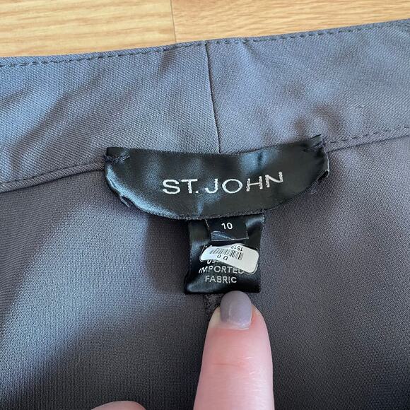 St. John Gray Grey High Waist Wide Leg Career Trouser Pants Women's 10 - Picture 3 of 6